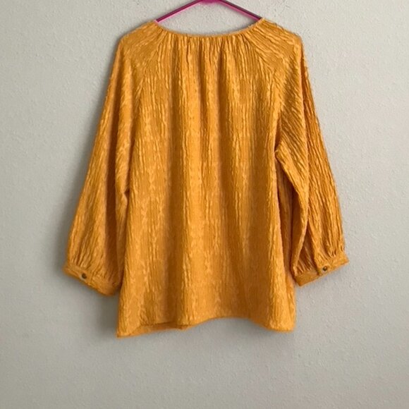 Denim & Co. Canyon Retreat Raglan Slv Top w/ Keyhole Neck -Gold (Sz) a613735 - Picture 2 of 6